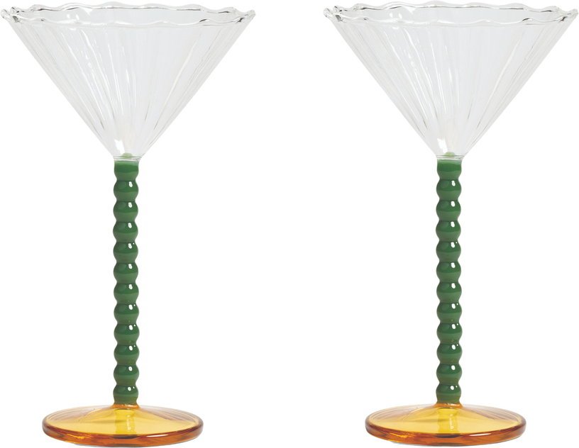 Set de 2 coupes à champagne vertes 17 cm Perle - &Klevering - The Cool Republic