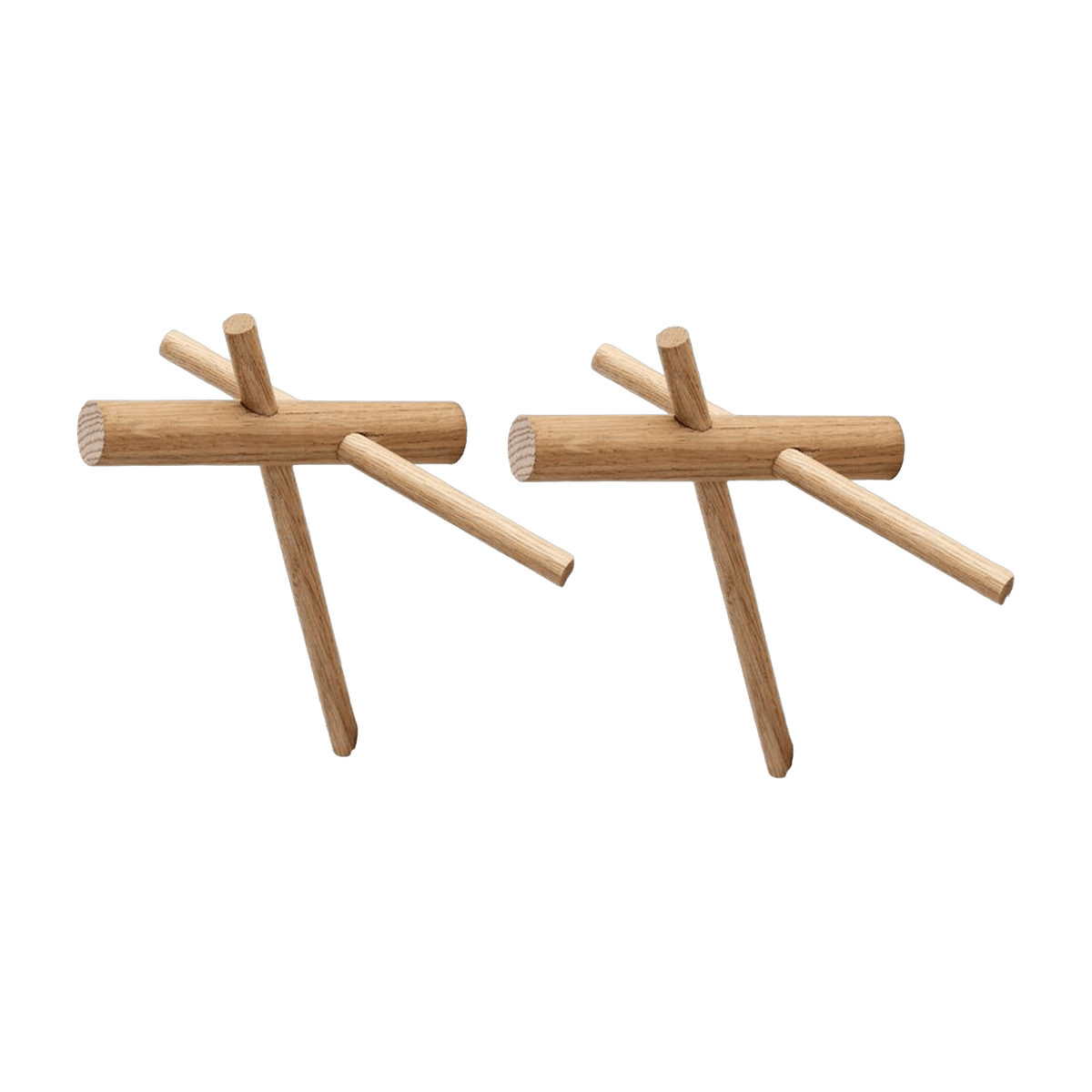 Set de 2 crochets en chêne naturel 15,5 x 12,5 x 14,5 cm Sticks - Normann Copenhagen - The Cool Republic