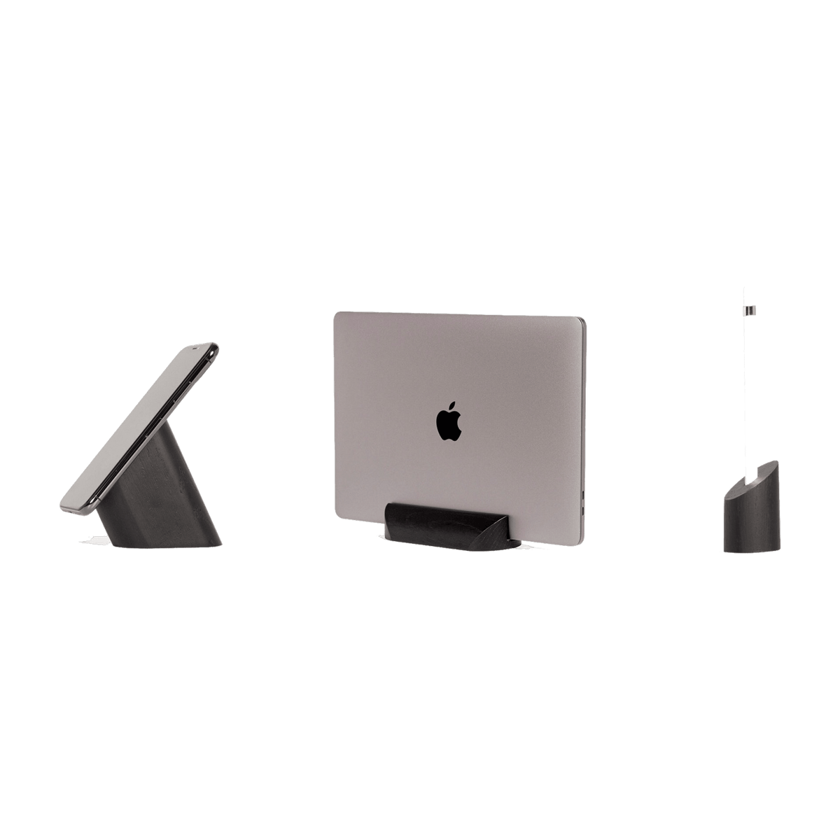 Set de 3 accessoires de bureau en bois noir Risco Sima Loma GEO - Woodendot - The Cool Republic