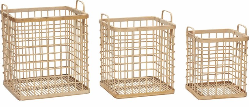 Set de 3 Paniers avec anses en bambou naturel - Hübsch - The Cool Republic