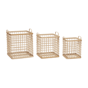 Set de 3 Paniers avec anses en bambou naturel - Hübsch - The Cool Republic