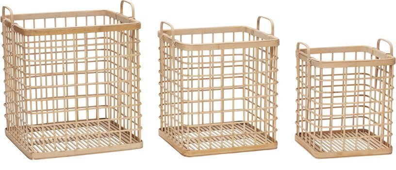 Set de 3 Paniers avec anses en bambou naturel - Hübsch - The Cool Republic