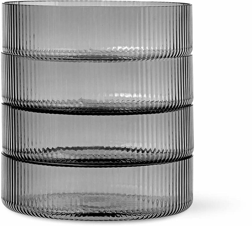 Set de 4 Bols de service en verre gris fumé Ripple - Ferm Living - The Cool Republic