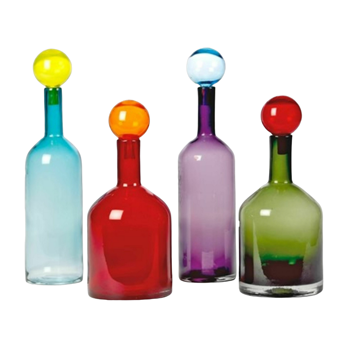 Set de 4 bouteilles multicolore en verre Bubbles & Bottles - Pols Potten - The Cool Republic