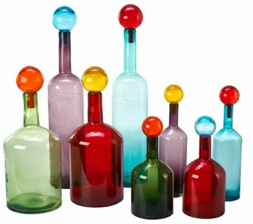 Set de 4 bouteilles multicolore en verre Bubbles & Bottles - Pols Potten - The Cool Republic