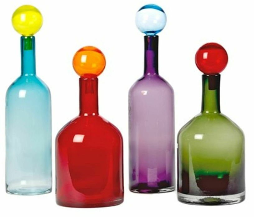 Set de 4 bouteilles multicolore en verre Bubbles & Bottles - Pols Potten - The Cool Republic