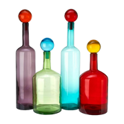 Set de 4 grandes bouteilles multicolore en verre Bubbles & Bottles - Pols Potten - The Cool Republic