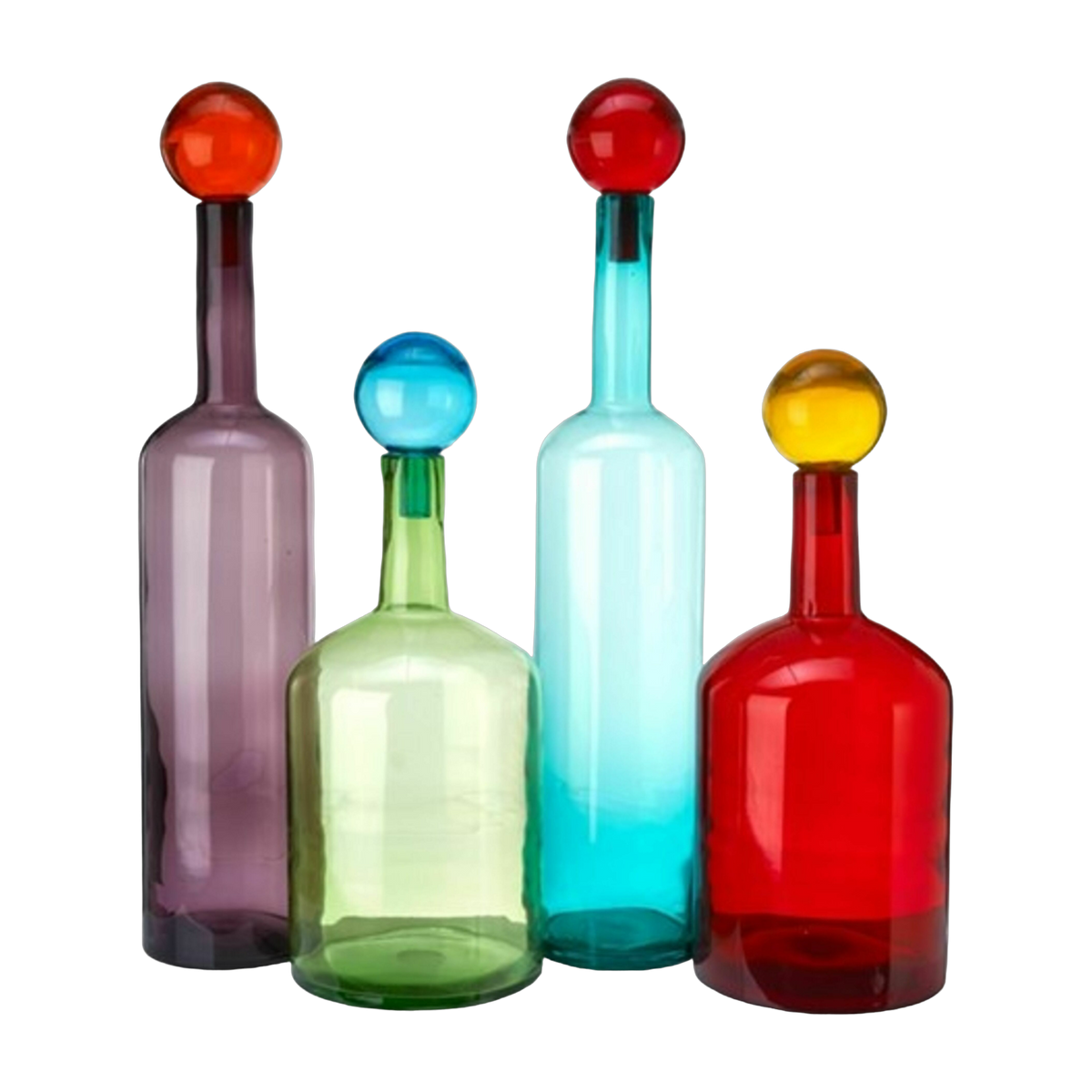Set de 4 grandes bouteilles multicolore en verre Bubbles & Bottles - Pols Potten - The Cool Republic