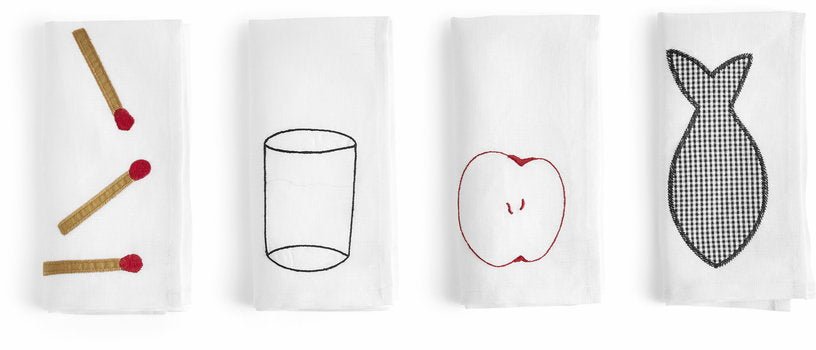 Set de 4 serviettes en lin blanche Sobremesa - Hay - The Cool Republic