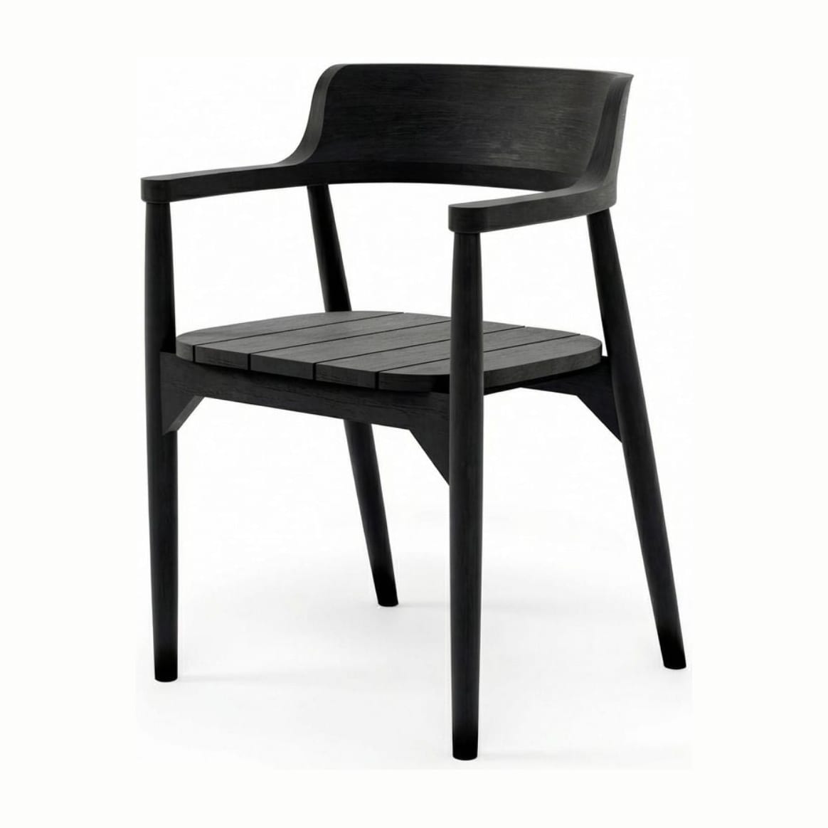 Chaise avec accoudoirs en bois de teck massif noir 58x52x80cm Febriansah - Bazar Bizar — vue 4