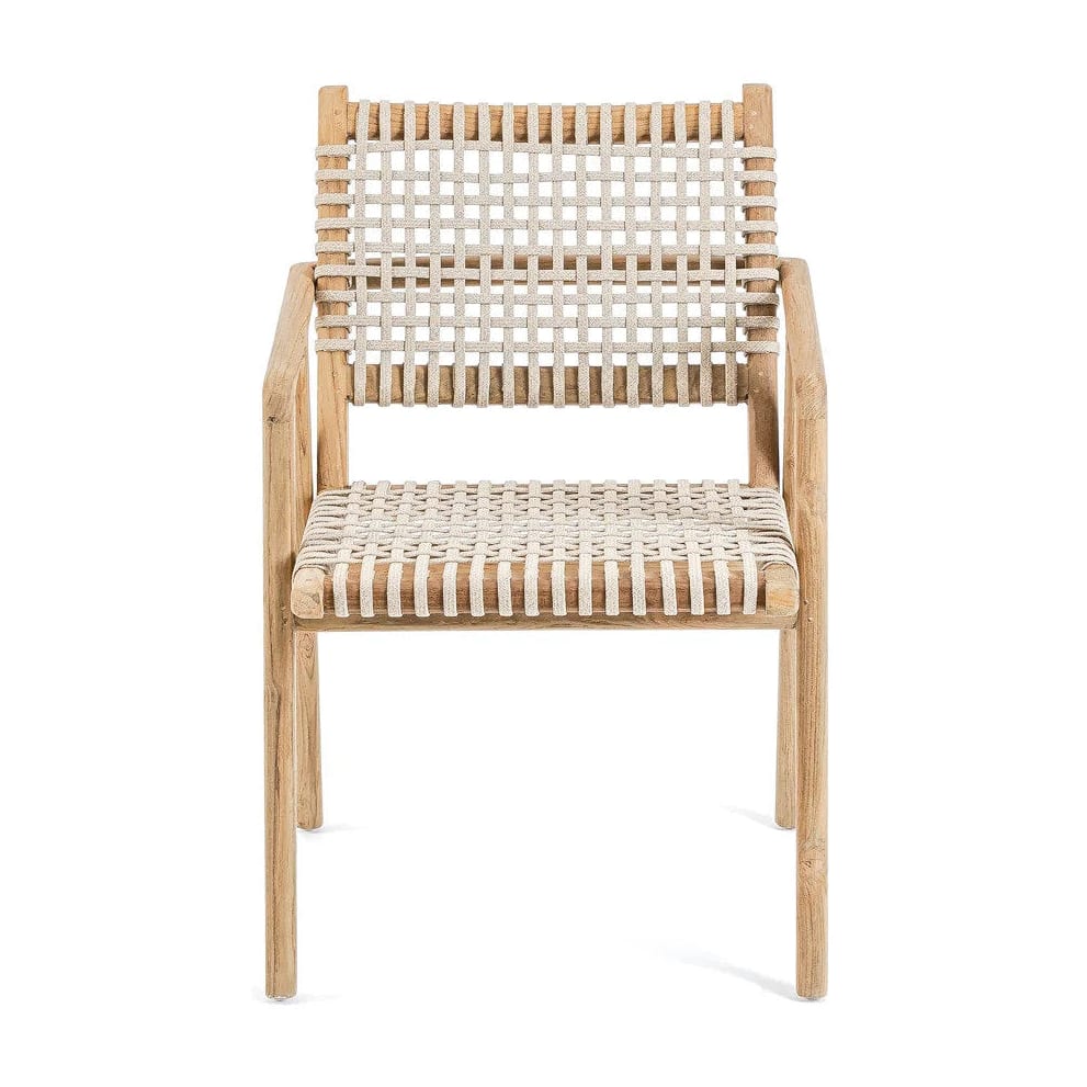 Chaise de jardin avec accoudoirs en bois de teck recyclé naturel 54x58x82cm Trikeri - Bazar Bizar — vue 9