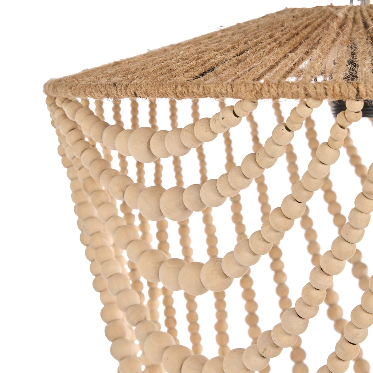 Lustre en perles de bois naturel 47cm Wooden Bead - Bazar Bizar — vue 10