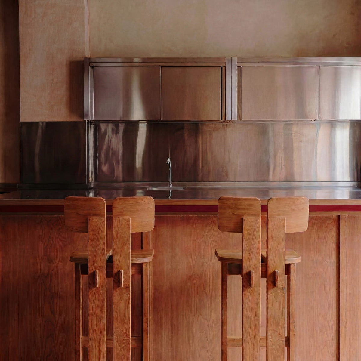 Tabouret de bar en teck massif naturel marron 46x58x108cm Sama Sama - Bazar Bizar — vue 2