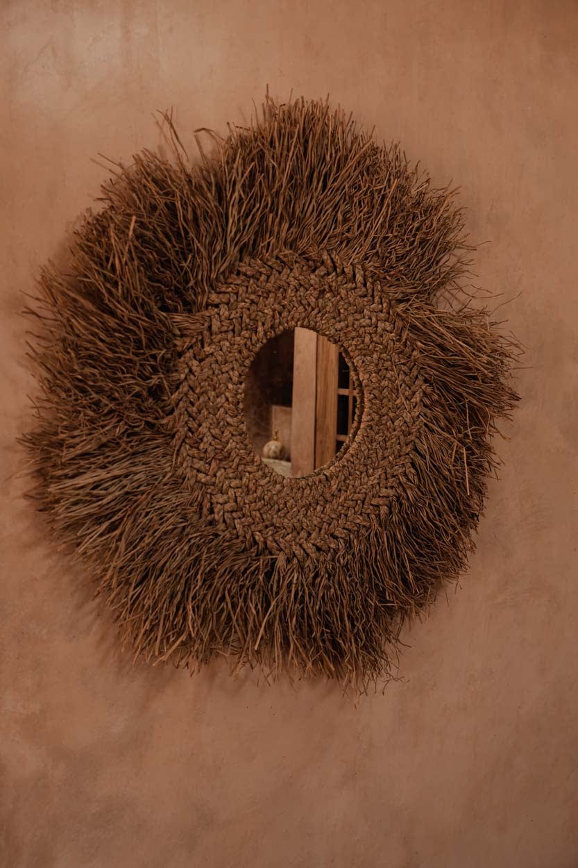 Miroir rond en fibre naturelle marron 5cm Early Monday - Bazar Bizar — vue 2