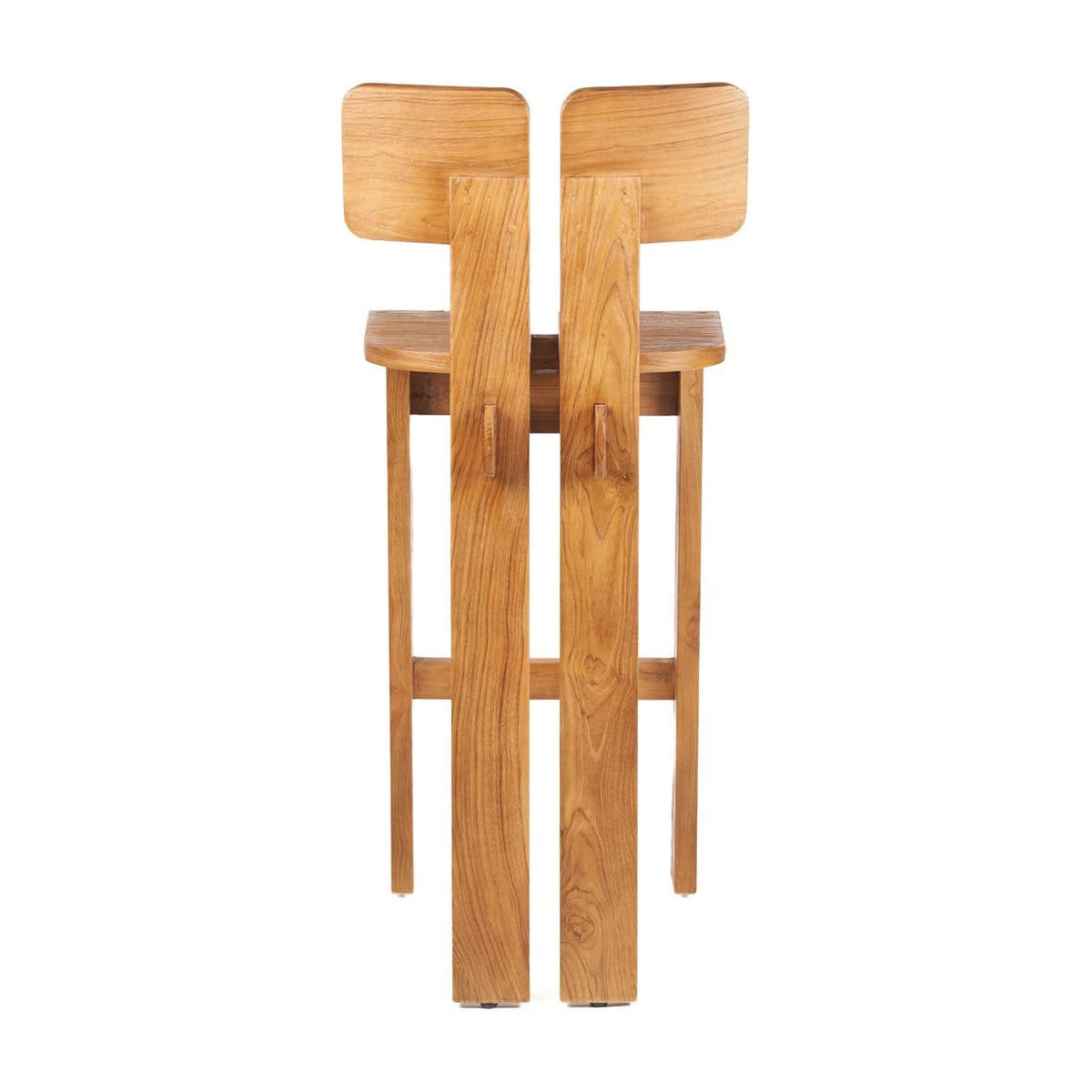Tabouret de bar en teck massif naturel marron 46x58x108cm Sama Sama - Bazar Bizar — vue 7