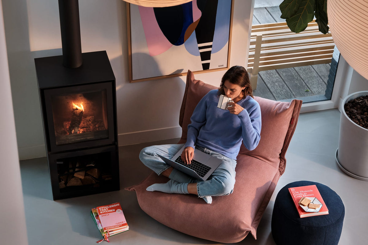 Fauteuil lounge en tissu côtelé rose 102x85x75cm BonBaron Slim - Fatboy — vue 11
