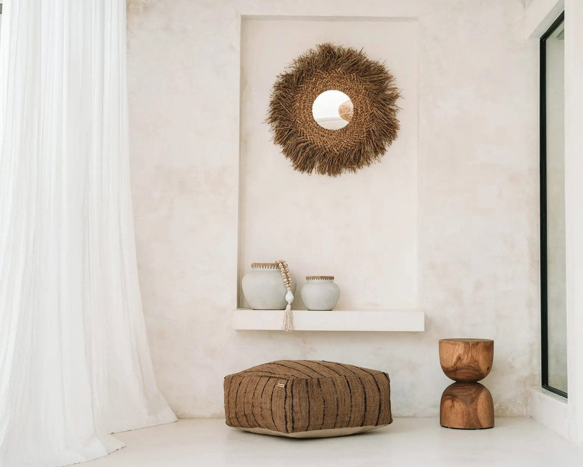 Miroir rond en fibre naturelle marron 5cm Early Monday - Bazar Bizar — vue 9