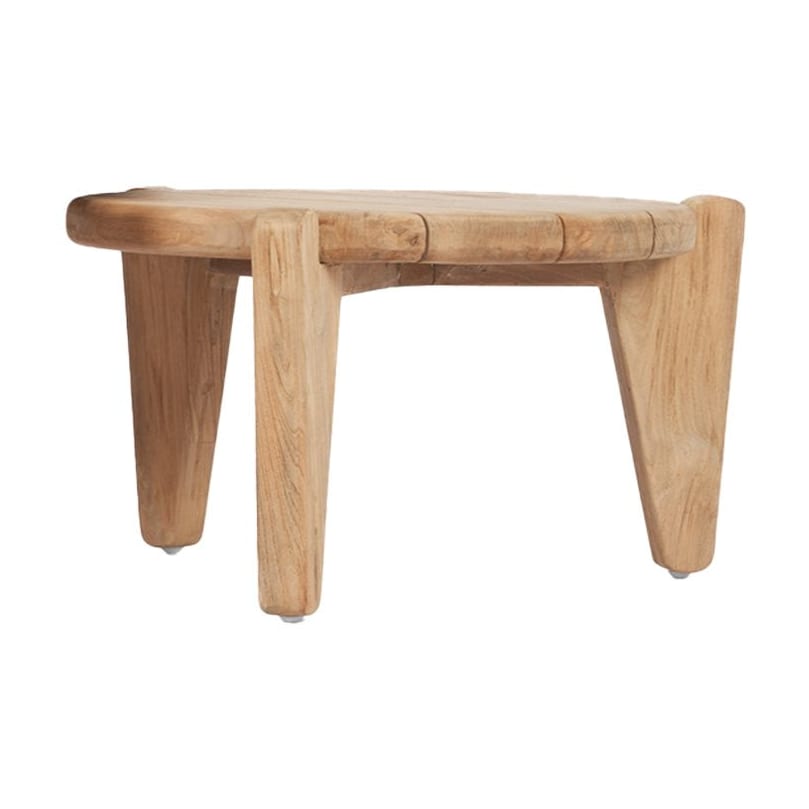 Table basse de jardin ronde en teck massif recyclé naturel 50x50x30cm Seseh - Bazar Bizar — vue 5