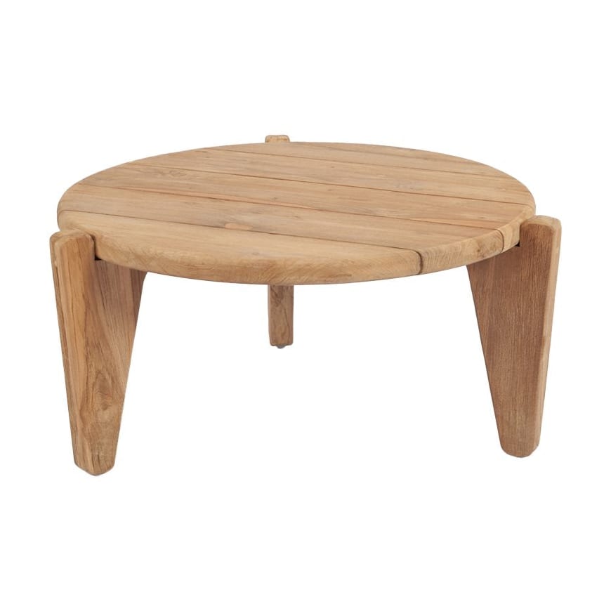 Table basse de jardin ronde en teck massif recyclé naturel 50x50x30cm Seseh - Bazar Bizar