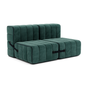 Canapé 2 places en tissu velours Barcelone vert 136x102x68cm Curt - Ambivalenz