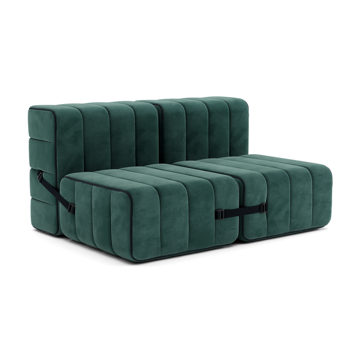 Canapé 2 places en tissu velours Barcelone vert 136x102x68cm Curt - Ambivalenz
