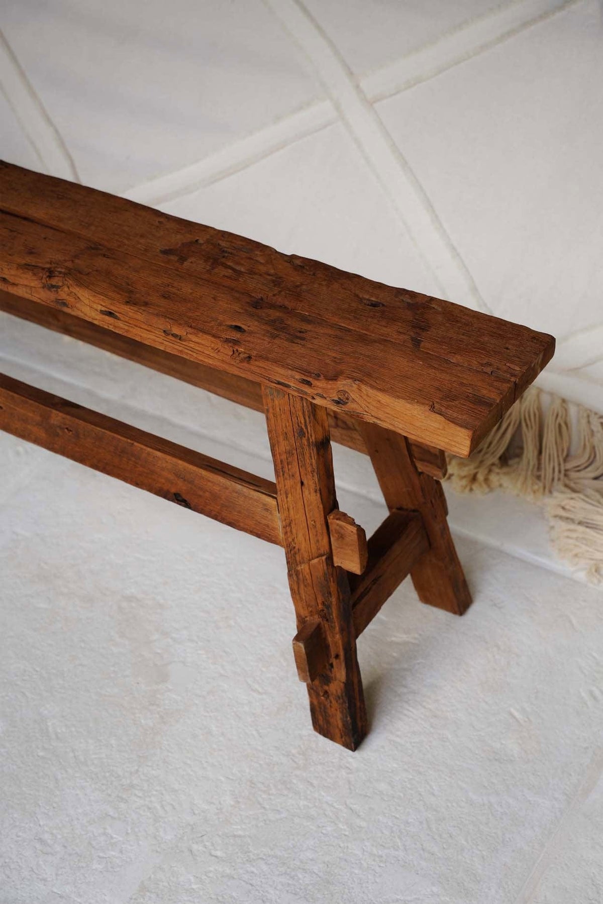Banc en teck massif naturel marron 150x25x50cm Beauteous Rustic - Bazar Bizar — vue 3