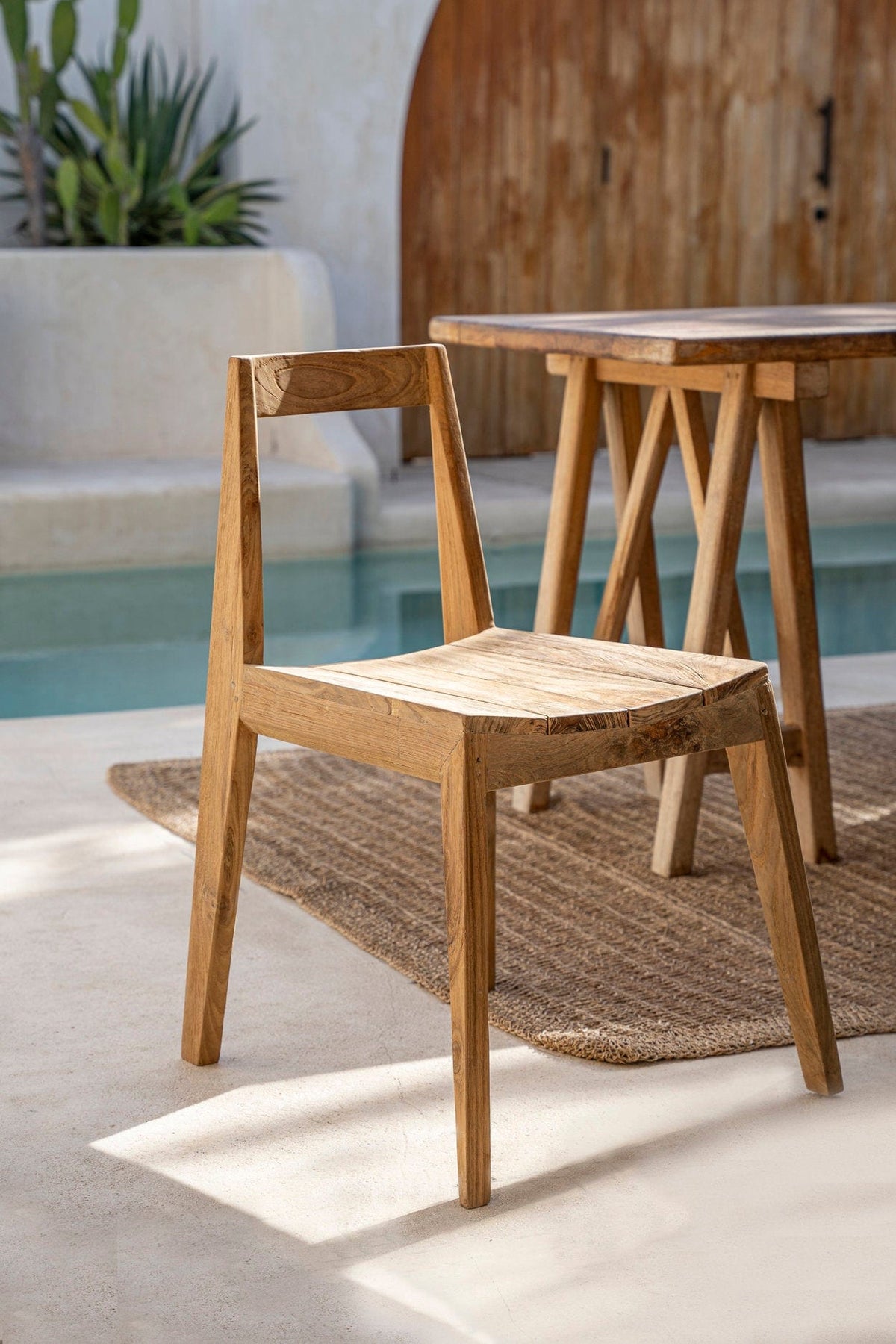 Chaise de jardin en bois de teck massif recyclé naturel 53x55x79cm Paxi - Bazar Bizar — vue 4