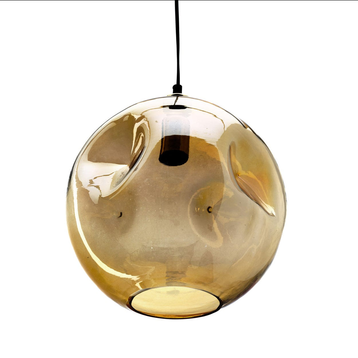 Suspension ronde en verre recyclé teinté doré 29cm Bubbella - Bazar Bizar — vue 2