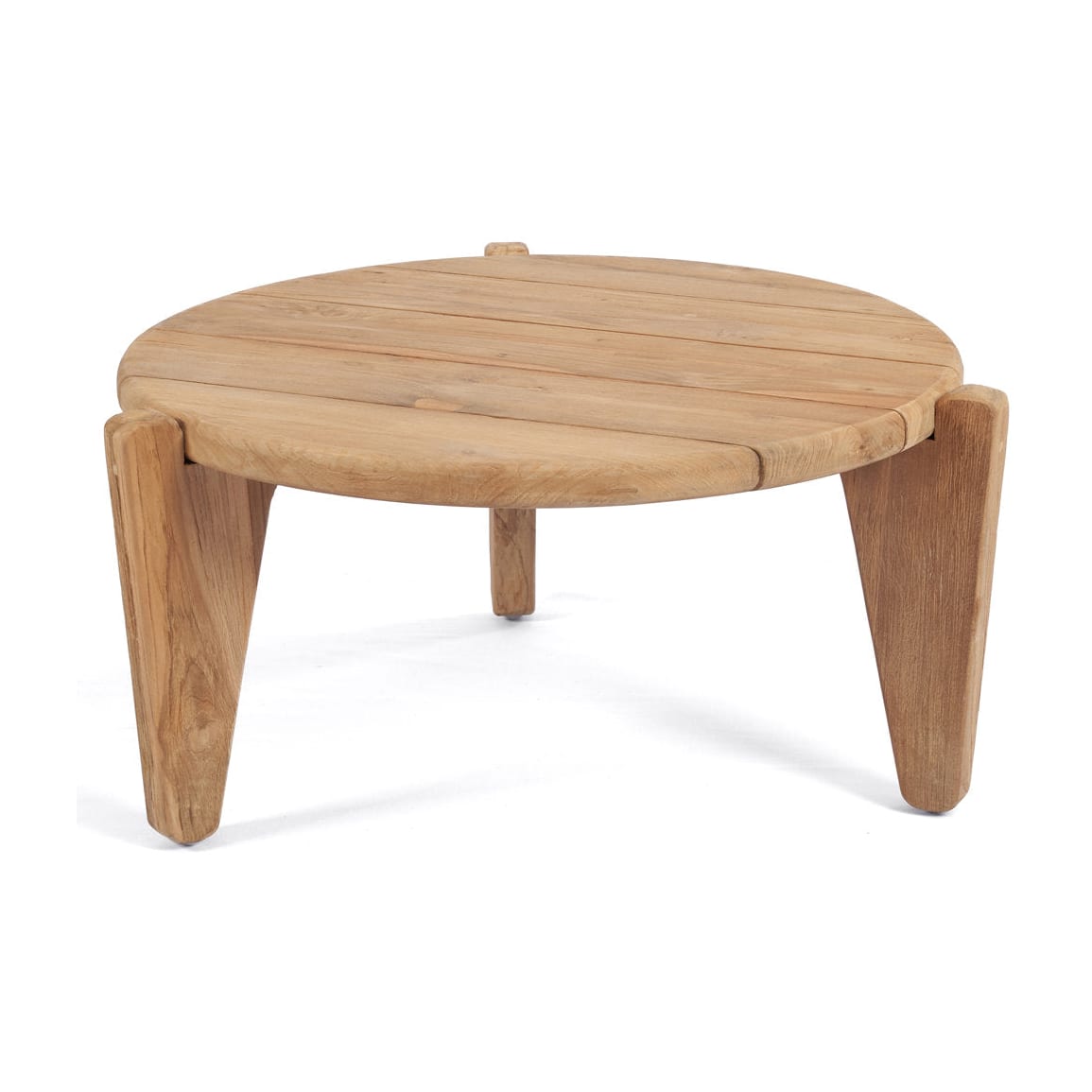 Table basse de jardin ronde en teck massif recyclé naturel 70x70x35cm Seseh - Bazar Bizar