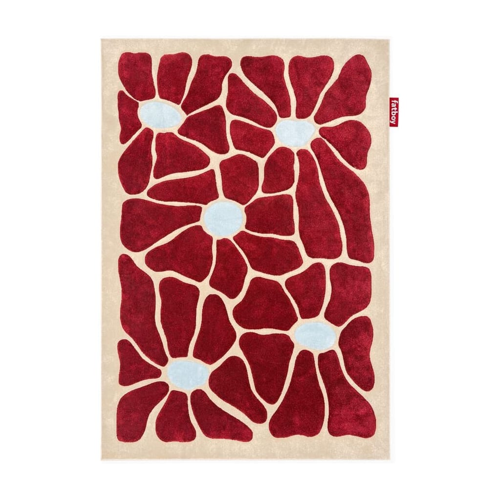 Tapis rectangulaire en tissu imprimé floral bordeaux 230x160cm Petit Groovy Bloom - Fatboy