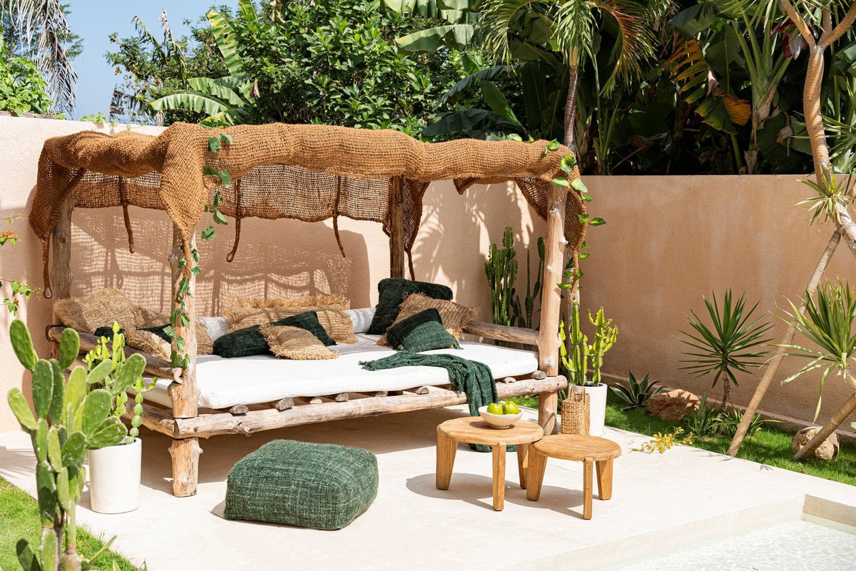 Table basse de jardin ronde en teck massif recyclé naturel 50x50x30cm Seseh - Bazar Bizar — vue 8