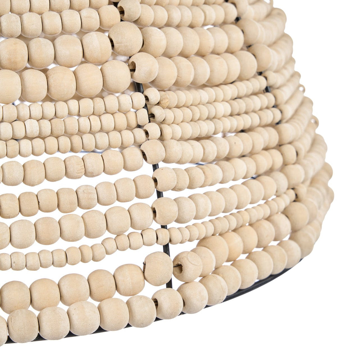 Suspension en perles de bois beige et métal 48cm Wooden Bead Dome - Bazar Bizar — vue 3