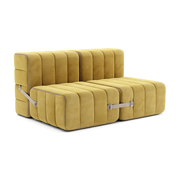 Canapé 2 places en tissu velours Barcelone jaune 136x102x68cm Curt - Ambivalenz