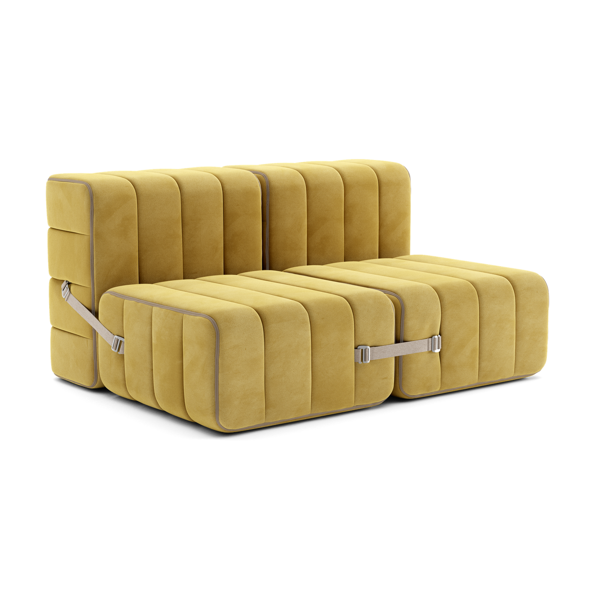 Canapé 2 places en tissu velours Barcelone jaune 136x102x68cm Curt - Ambivalenz