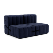 Canapé 2 places en tissu Dama en laine recyclée bleu nuit 136x102x68cm Curt - Ambivalenz