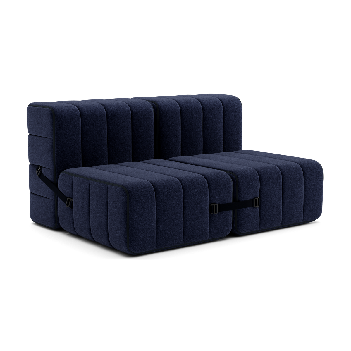 Canapé 2 places en tissu Dama en laine recyclée bleu nuit 136x102x68cm Curt - Ambivalenz