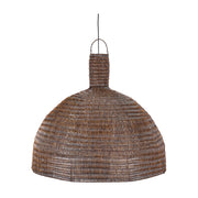 Suspension ronde en rotin tressé marron foncé 100cm Dome - Bazar Bizar