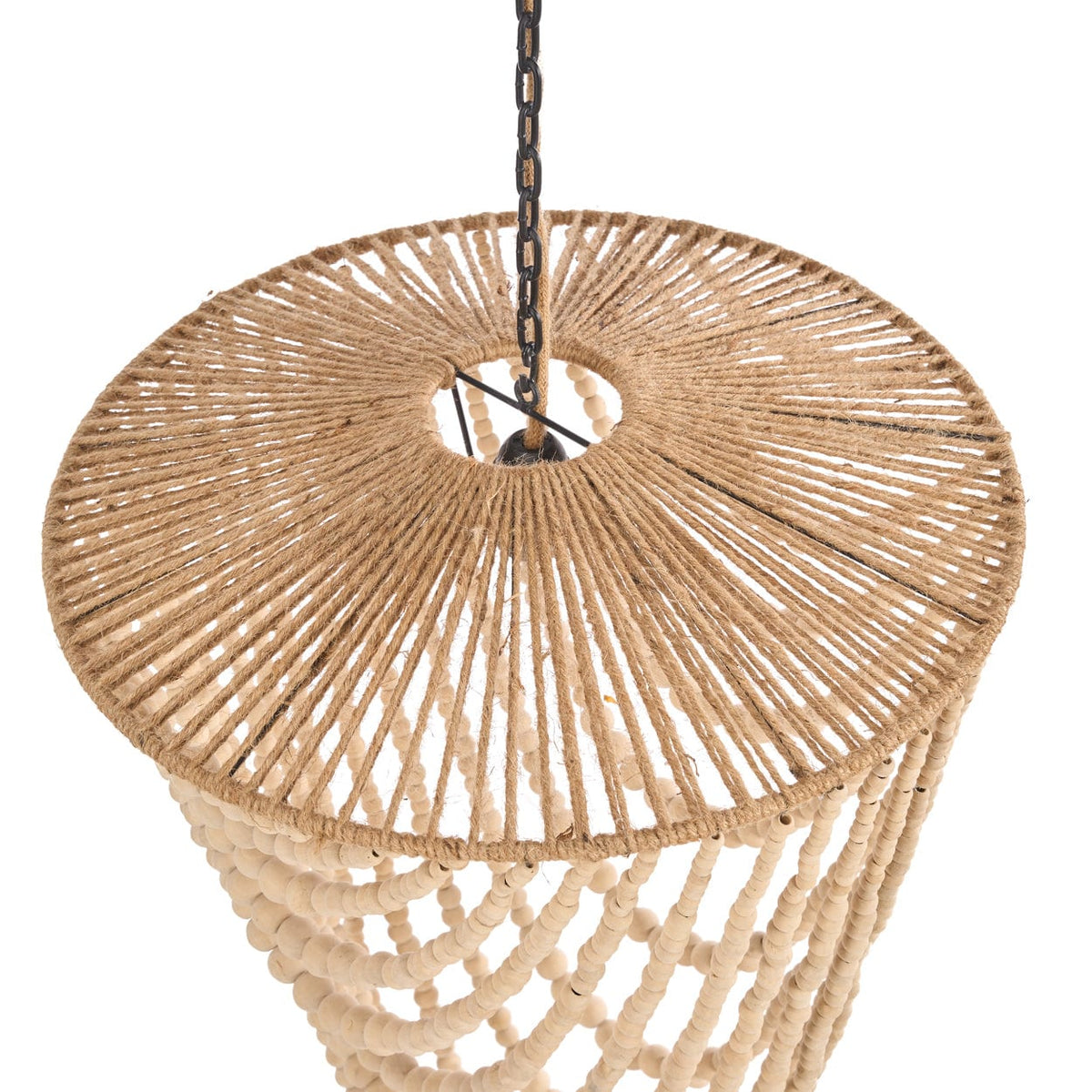 Lustre en perles de bois naturel 47cm Wooden Bead - Bazar Bizar — vue 8