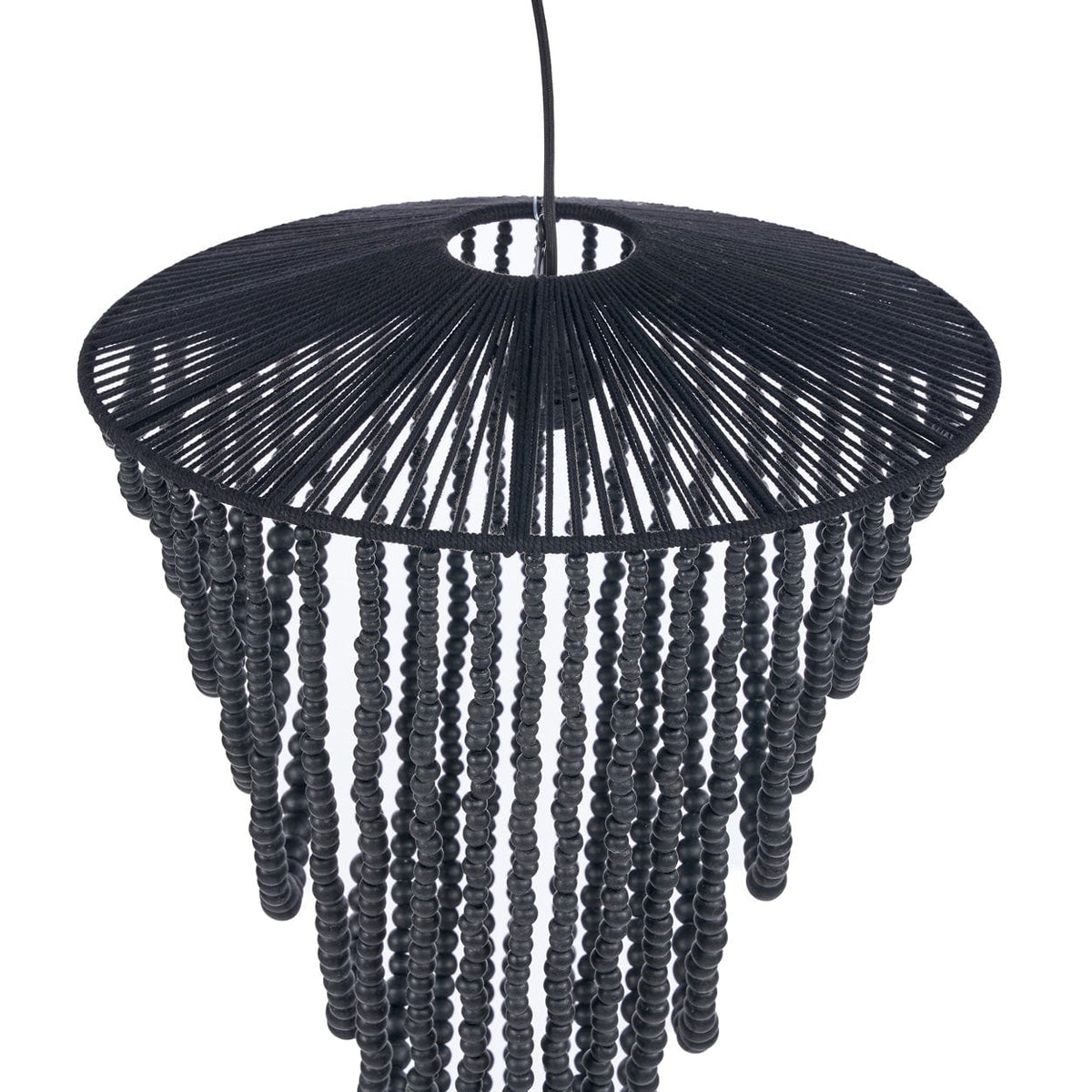 Lustre en perles de bois noir 47cm Wooden Bead - Bazar Bizar — vue 6