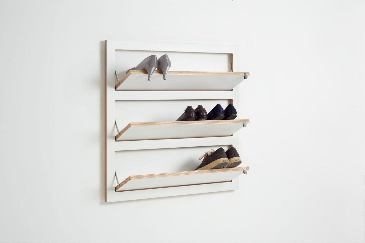 Meuble à chaussures murale en bouleau blanc 80x19x80cm Fläpps - Ambivalenz — vue 2