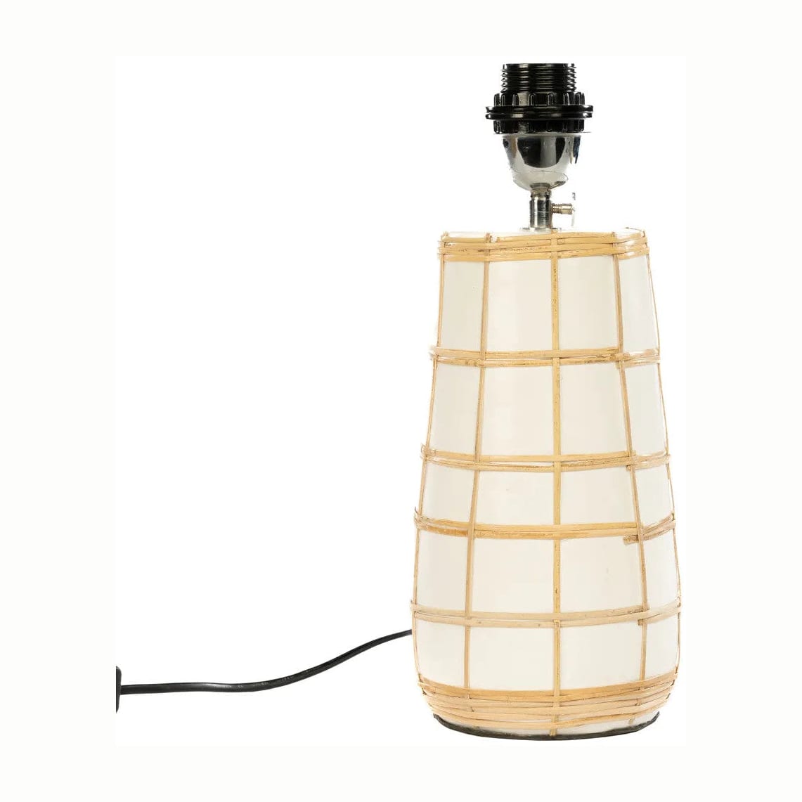 Lampe de table en terre cuite blanche et abat-jour en rotin naturel tressé 51cm Molokai - Bazar Bizar — vue 3