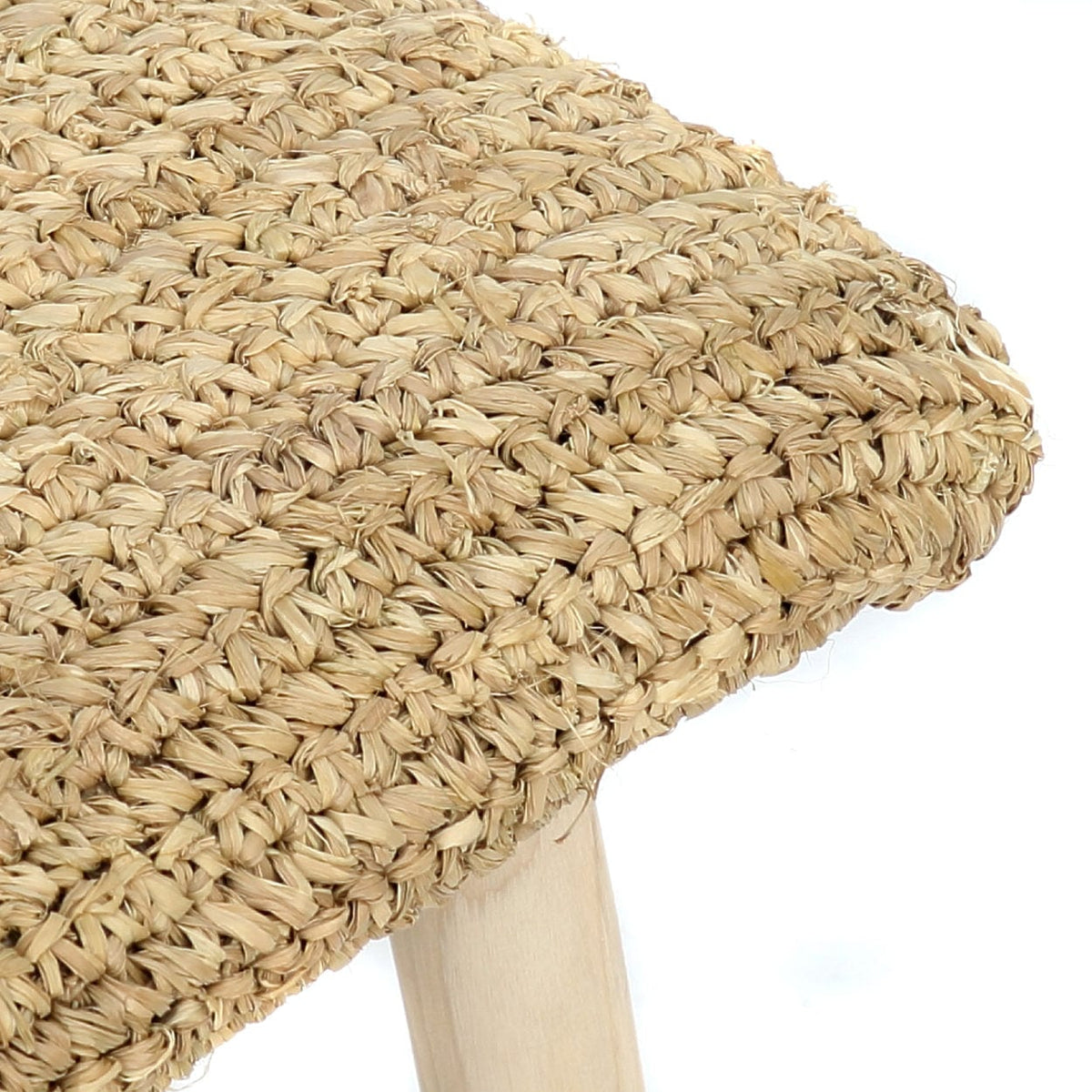 Banc en teck massif et raffia naturel beige 60x28x45cm Raffia - Bazar Bizar — vue 7