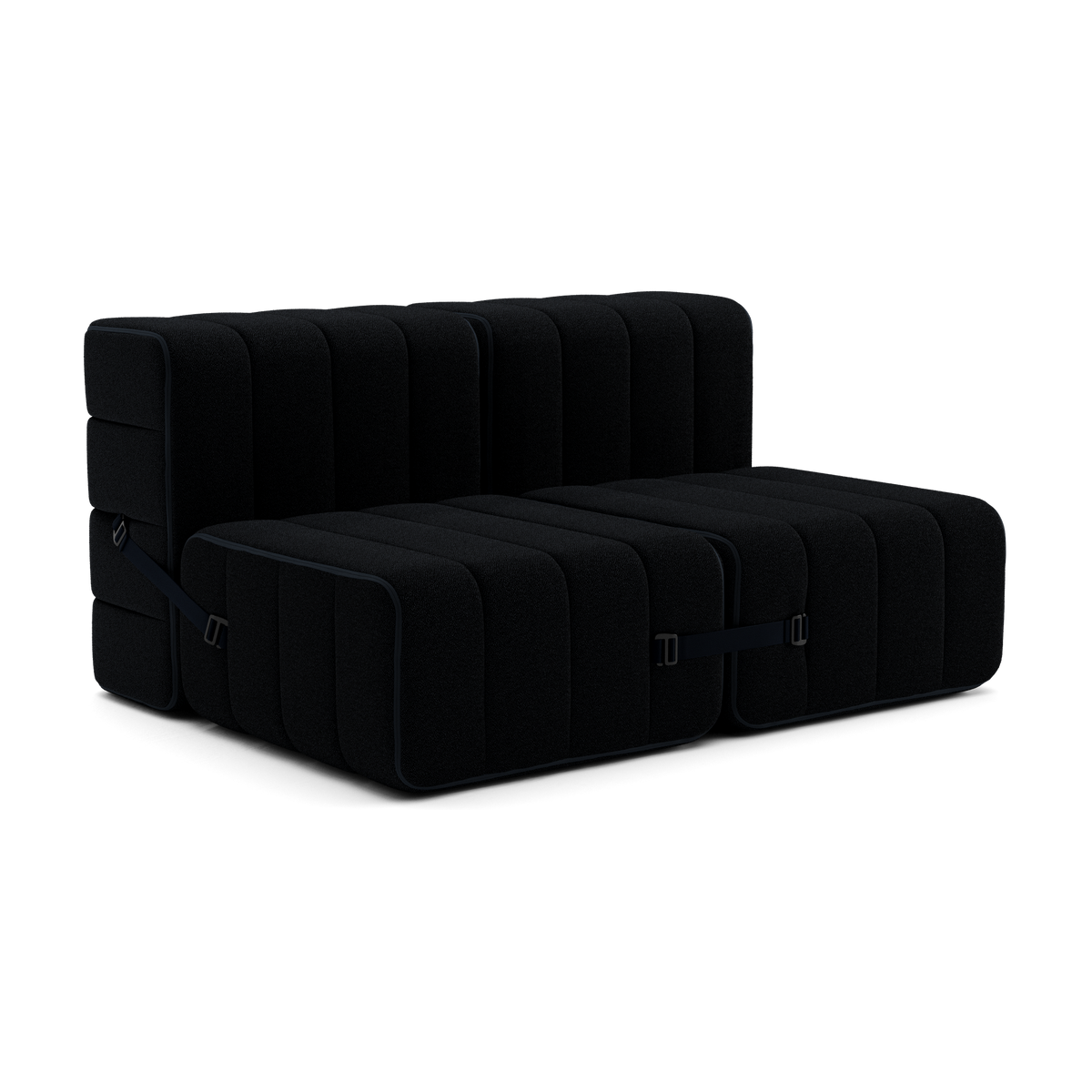 Canapé 2 places en tissu Sera en laine noir 136x102x68cm Curt - Ambivalenz