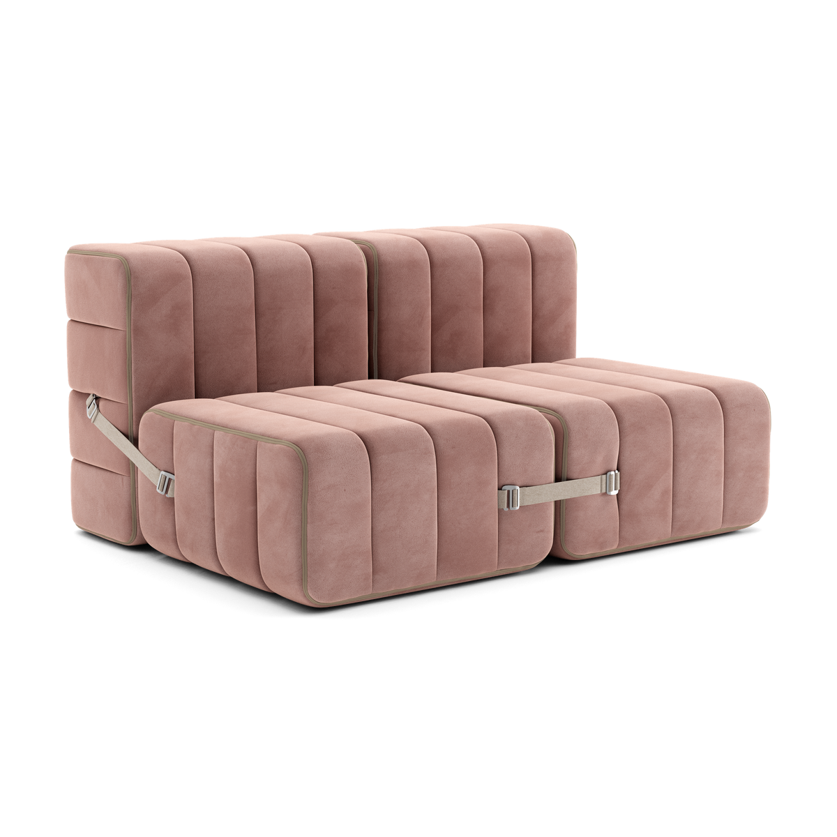 Canapé 2 places en tissu Sera en laine rose 136x102x68cm Curt - Ambivalenz