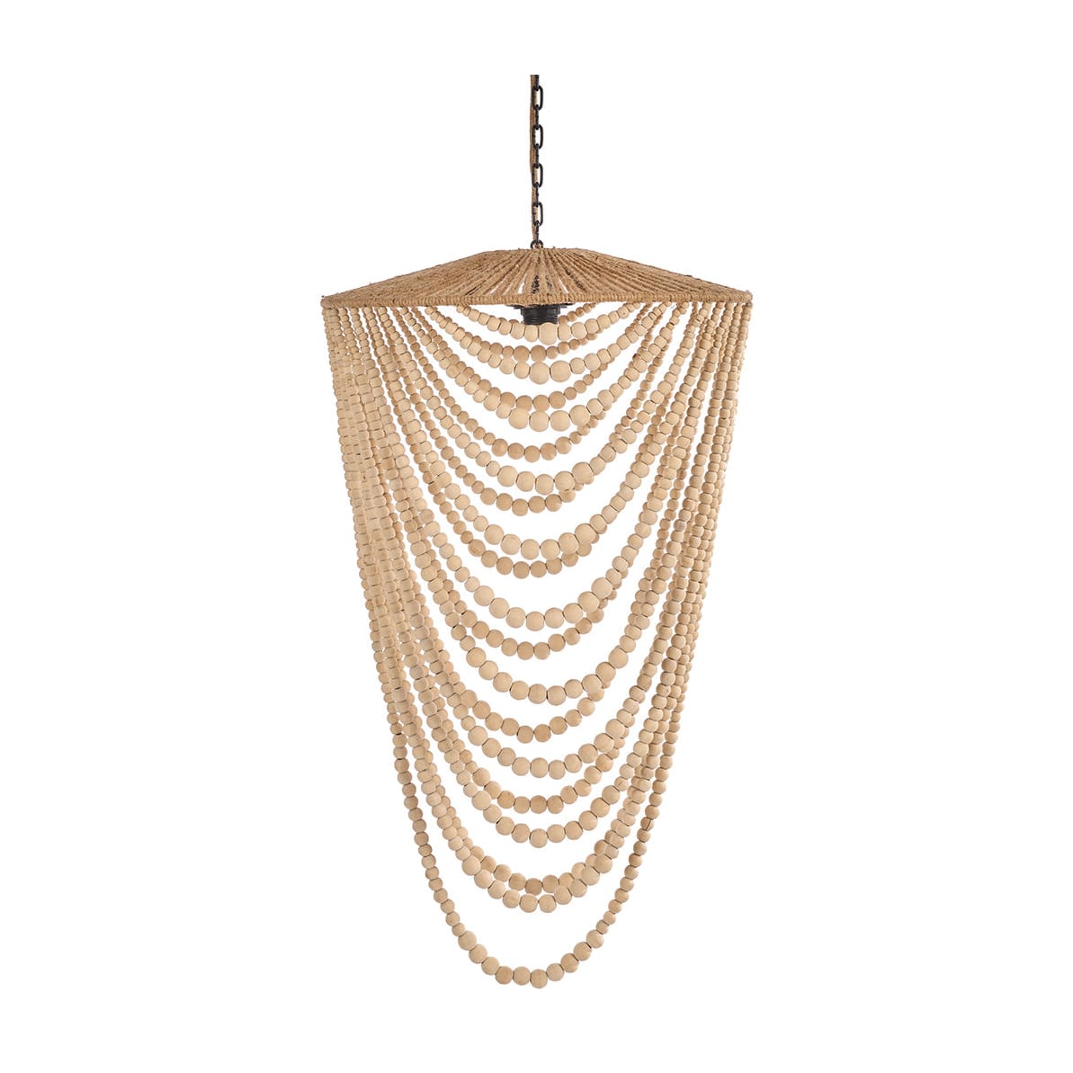 Lustre en perles de bois naturel 47cm Wooden Bead - Bazar Bizar
