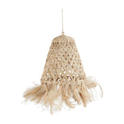 Suspension en fibre naturelle tressée beige 43cm Abaca Jelly Fish - Bazar Bizar
