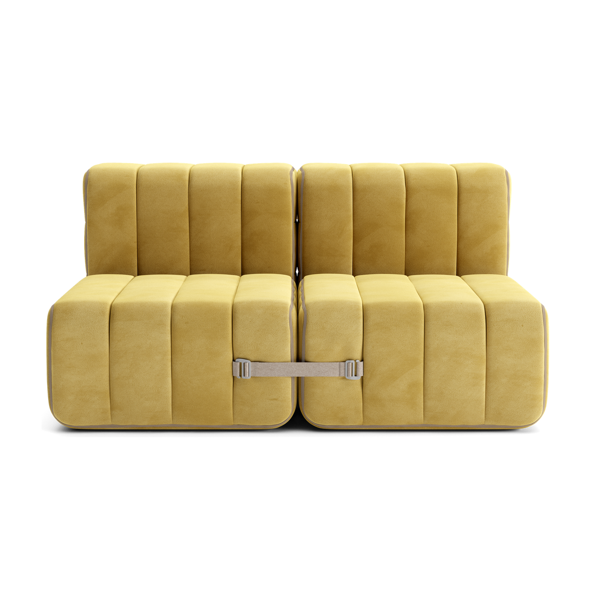 Canapé 2 places en tissu velours Barcelone jaune 136x102x68cm Curt - Ambivalenz — vue 3