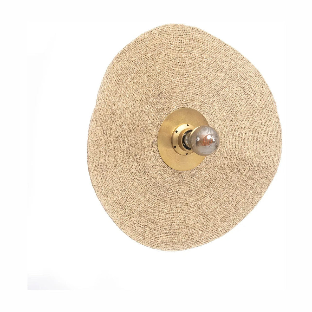 Applique murale ronde en fer finition laiton et fibres naturelles beige 46x46cm Let's Groove - Bazar Bizar — vue 3