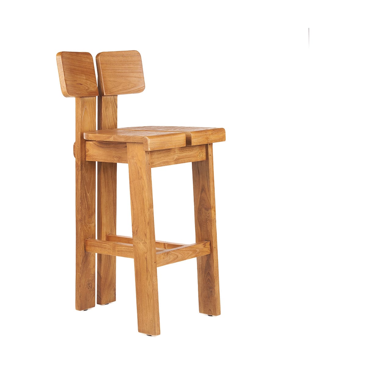 Tabouret de bar en teck massif naturel marron 46x58x108cm Sama Sama - Bazar Bizar