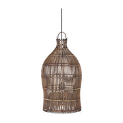 Suspension en bambou tressé brun foncé 30cm Woven Bell - Bazar Bizar